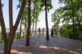 KIEV, UKRAINE - June 15, 2019, people stand on the panoramic viewing platform of the Artists Alley on Andriyivskyy Descent in the Royalty Free Stock Photo