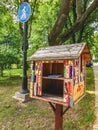 Kiev, Ukraine - June 18, 2019: The street library in Shevchenko Park. Ukraine