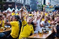 KIEV, UKRAINE - JUNE 10: Swedish fans have fun during UEFA Euro Royalty Free Stock Photo