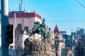 KIEV UKRAINE 31 MAE 2019: Bohdan Khmelnytsky Monument dedicated to the Hetman of Zaporizhian Host Bohdan Khmelnytsky. It Royalty Free Stock Photo