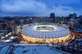 KIEV, UKRAINE - MARCH 4: Aerial night view of National Olympic stadium NSC Olimpiysky on March 4, 2012 in Kiev, Ukraine