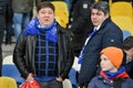 Kiev, UKRAINE - March 14, 2019: Chelsea  fans support the team during the UEFA Europa League match between Dynamo Kiev vs Chelsea Royalty Free Stock Photo