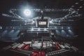 Kiev, Ukraine - March 02, 2019: General view of the ring mma octagon inside the palace of sports before WWFC 14 international