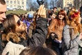 Jared Leto surrounded by a crowd of Ukrainian fans taking pictures on the Maidan Nezalezhnosti