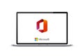 Kiev, Ukraine - March 27, 2021: Microsoft Office logo on laptop screen. Software developed by Microsoft. Editorial vector Royalty Free Stock Photo