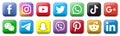 Kiev, Ukraine - March 05, 2023: Set popular social media button icons. Facebook, instagram, twitter, youtube, google, whatsap