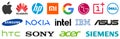 Kiev, Ukraine - March 26, 2023: Top electronic companies logo. World leading computer brands Apple, Xiaomi, Samsung, Huawei, HP,