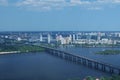 Kiev, Ukraine - 25 May 2015: Aerial view of the city buildings and private houses from Monumental statue Mother Motherland