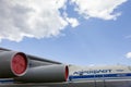 KIEV, UKRAINE - MAY 10, 2019: Aeroflot Russian Airlines twin-engine jet passenger plane from the side close-up