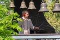 Kiev, Ukraine - May 05, 2016: Bell-ringer play on the set of bells