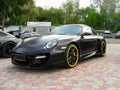 Kiev, Ukraine - May 14, 2011: Black supercar Porsche 911 997 Turbo TechArt GT Street in the city