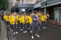 Kiev, Ukraine - May 19, 2018: Brass band marching at festival Royalty Free Stock Photo