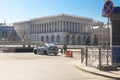 Kiev,Ukraine - May 06, 2017:Central street of ukrainian capital Kyiv Khreschatyk closed for traffic by police car and