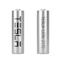 KIEV, UKRAINE - May, 17: Cylindrical Lithium-Ion Battery with Tesla Logo for Tesla Cars Cells Pack Accumulator. 3d Rendering