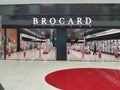 KIEV, UKRAINE - May 21, 2021 .: Entrance to the Brocard cosmetics and perfumery store in Kiev.