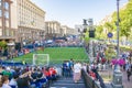 KIEV, UKRAINE - MAY 26, 2018: Fan-zone of the football fans of the final of the UEFA Champions League. People and football fans wa Royalty Free Stock Photo