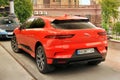 Kiev, Ukraine - May 3, 2019: Jaguar I-Pace EV400 parked in the city