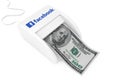 KIEV, UKRAINE - May, 17: Make Money with Facebook Concept. Money Maker Facebook Machine with Dollars Banknote. 3d Rendering