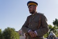 Kiev, Ukraine - May 27, 2018: Man in the form of a Russian officer during the civil war in Russia