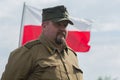 Kiev, Ukraine - May 09, 2018: a man in the form of a soldier of the Polish army on historical reconstruction