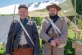 Kiev, Ukraine - May 27, 2018: Men in the uniform of soldiers of times of civil war in the USA Royalty Free Stock Photo