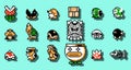 Set of enemies characters from Super Mario Bros 3 classic video game, pixel design vector illustration