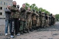 KIEV, UKRAINE - May 7, 2015: Ukrainian recruits volunteer battalion Azov