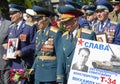 Kiev, Ukraine - May 09, 2016: World War II veterans marching to the tomb of the Unknown Soldier