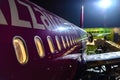 Kiev, Ukraine - November 18, 2017: Airline airlines Wizz Air at night at the airport