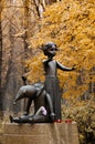 Kiev Ukraine - November 09, 2019. Granit Broken Doll and Toys, symbol monument to children executed in Babi Yar, place of