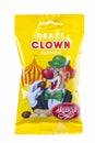 KIEV, UKRAINE - NOVEMBER 15, 2020: CLOWN Nuts Chocolate candies in yellow packaging isolated on white background.