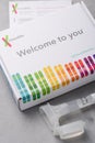 23andMe genome saliva collection kit with tube box and instructions