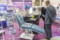 Kiev, Ukraine. October 5 2018. exhibition of dental equipment. Group dentist chair and tools at the international exhibition of th