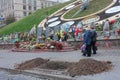 Kiev, Ukraine - October 22, 2014: Memorial to those killed during the revolution of 2014 the street Institutska