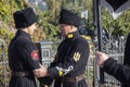 Kiev, Ukraine - October 14, 2018: Men in the uniform of soldiers of the Ukrainian People`s Republic