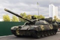 Kiev, Ukraine - October 13, 2017: Modernized tank of Ukrainian production at the exhibition