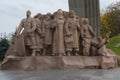 Kiev, Ukraine - October 23, 2017: Monument depicting workers symbolizing the friendship between the Russian and Ukrainian peoples