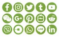 Popular circle green social media icons