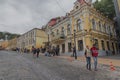 Kiev, Ukraine - October 01, 2017: Residents walk and tourists on Andreevsky Descent street