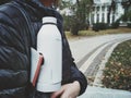 KIEV, UKRAINE - October 13, 2019: smart sports bottle Closca with an integrated strap.