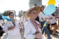 KIEV, UKRAINE - September 26, 2015: March in vyshyvankas in downtown Kiev