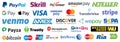 Kiev, Ukraine - September 05, 2020: Online payment methods icons set, company logos: Visa, Mastercard, Paypal, Bitcoin, Amazon Pay Royalty Free Stock Photo