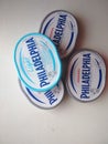 KIEV, UKRAINE - September 18, 2019: Philadelphia is one of the most famous varieties of soft cheese. They make it from cream, some