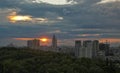 Kiev urban cityscape with dramatic sunset Royalty Free Stock Photo