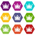 Kievan rus crown icons set 9 vector