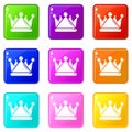 Kievan rus crown icons set 9 color collection