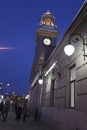 Kievskiy railway station by night in Moscow, Russia