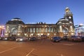 Kievskiy railway station by night in Moscow, Russia