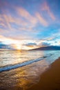 Kihei Sunset on Beach Royalty Free Stock Photo