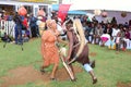 Traditional dancers perform in A Kikuyu African wedding ceremony